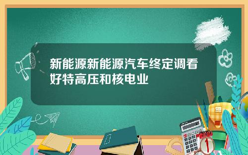 新能源新能源汽车终定调看好特高压和核电业