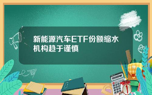 新能源汽车ETF份额缩水机构趋于谨慎