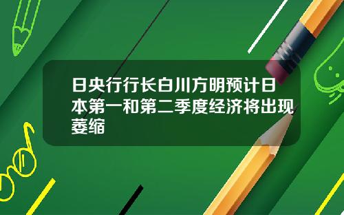 日央行行长白川方明预计日本第一和第二季度经济将出现萎缩