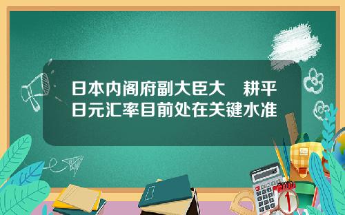 日本内阁府副大臣大塚耕平日元汇率目前处在关键水准
