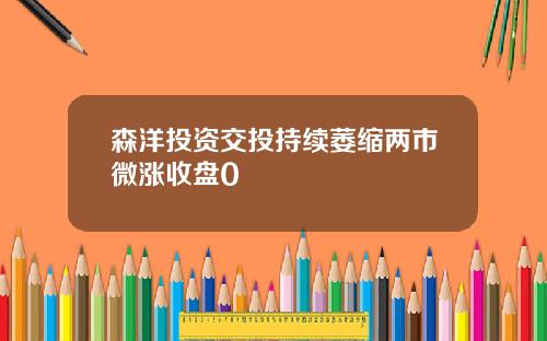 森洋投资交投持续萎缩两市微涨收盘0