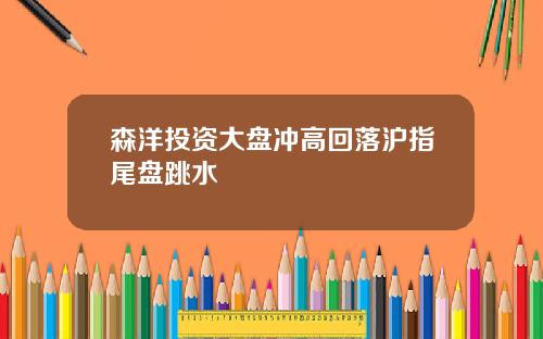 森洋投资大盘冲高回落沪指尾盘跳水