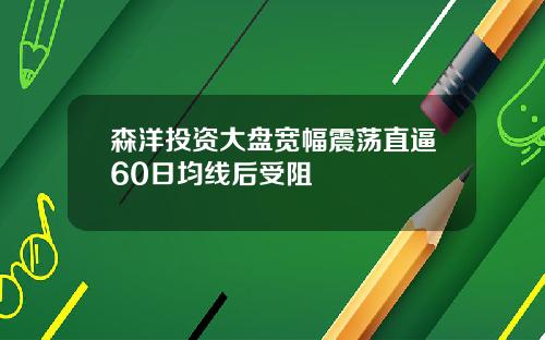 森洋投资大盘宽幅震荡直逼60日均线后受阻