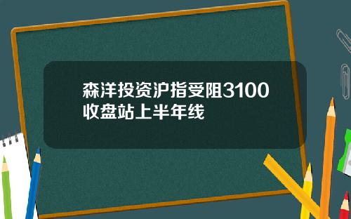 森洋投资沪指受阻3100收盘站上半年线