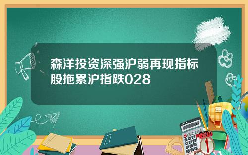 森洋投资深强沪弱再现指标股拖累沪指跌028