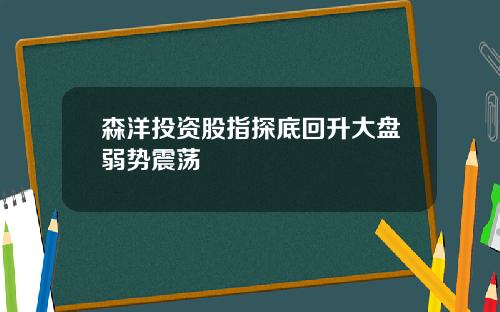 森洋投资股指探底回升大盘弱势震荡