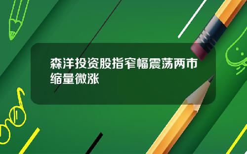 森洋投资股指窄幅震荡两市缩量微涨