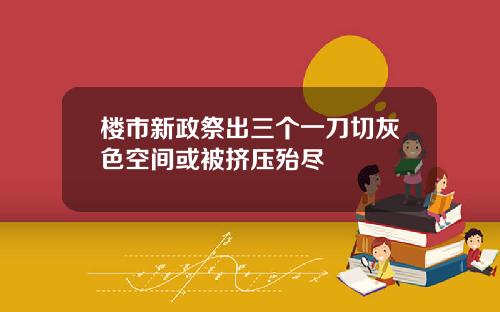 楼市新政祭出三个一刀切灰色空间或被挤压殆尽