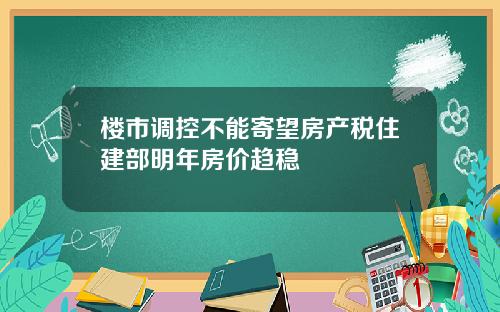楼市调控不能寄望房产税住建部明年房价趋稳