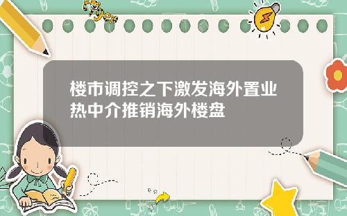 楼市调控之下激发海外置业热中介推销海外楼盘