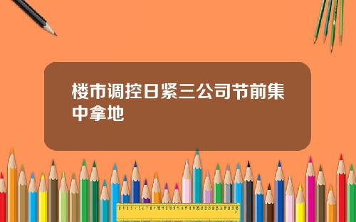 楼市调控日紧三公司节前集中拿地
