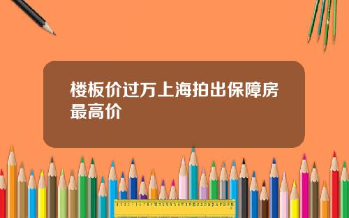 楼板价过万上海拍出保障房最高价