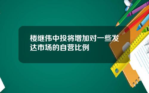 楼继伟中投将增加对一些发达市场的自营比例