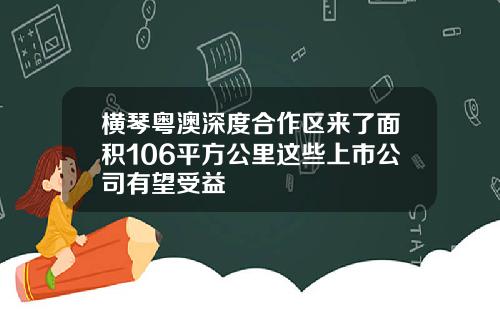 横琴粤澳深度合作区来了面积106平方公里这些上市公司有望受益