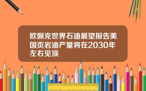 欧佩克世界石油展望报告美国页岩油产量将在2030年左右见顶