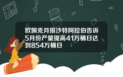 欧佩克月报沙特阿拉伯告诉5月份产量提高41万桶日达到854万桶日