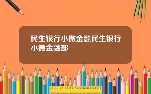 民生银行小微金融民生银行小微金融部