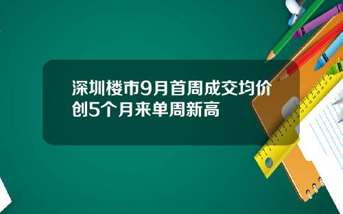 深圳楼市9月首周成交均价创5个月来单周新高