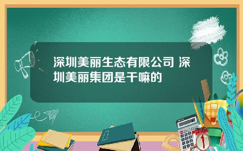 深圳美丽生态有限公司 深圳美丽集团是干嘛的