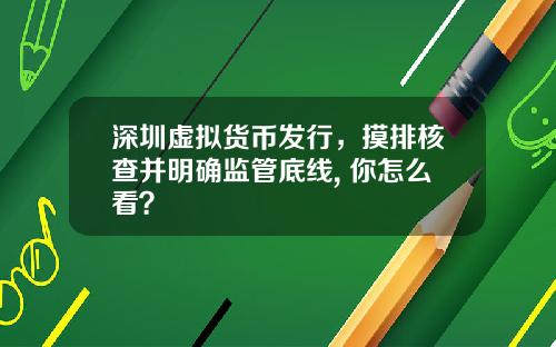 深圳虚拟货币发行，摸排核查并明确监管底线, 你怎么看？