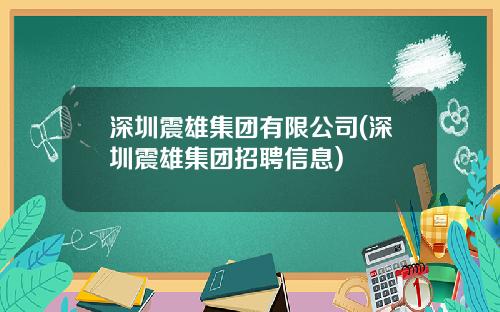 深圳震雄集团有限公司(深圳震雄集团招聘信息)