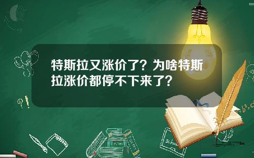 特斯拉又涨价了？为啥特斯拉涨价都停不下来了？