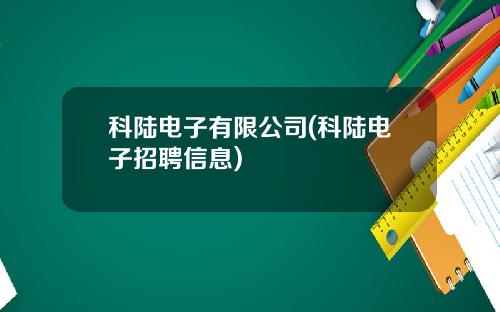 科陆电子有限公司(科陆电子招聘信息)