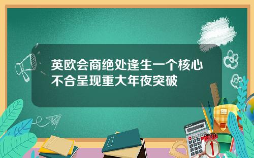 英欧会商绝处逢生一个核心不合呈现重大年夜突破