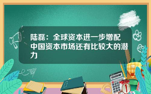 陆磊：全球资本进一步增配中国资本市场还有比较大的潜力