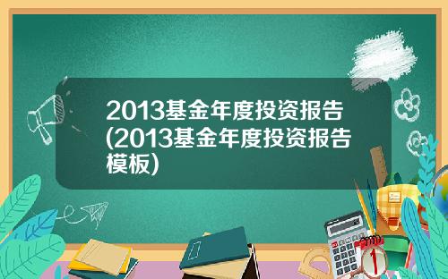 2013基金年度投资报告(2013基金年度投资报告模板)