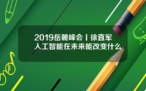 2019岳麓峰会丨徐直军人工智能在未来能改变什么