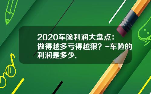 2020车险利润大盘点：做得越多亏得越狠？-车险的利润是多少.