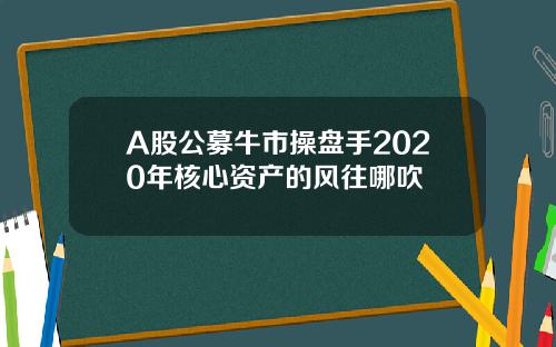 A股公募牛市操盘手2020年核心资产的风往哪吹