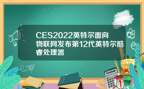CES2022英特尔面向物联网发布第12代英特尔酷睿处理器