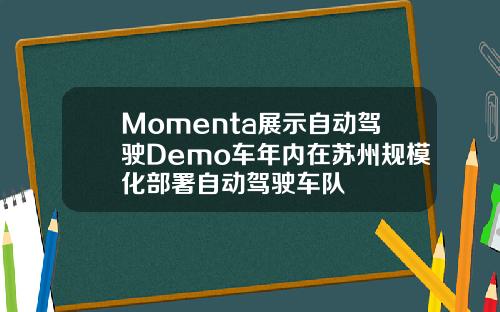 Momenta展示自动驾驶Demo车年内在苏州规模化部署自动驾驶车队