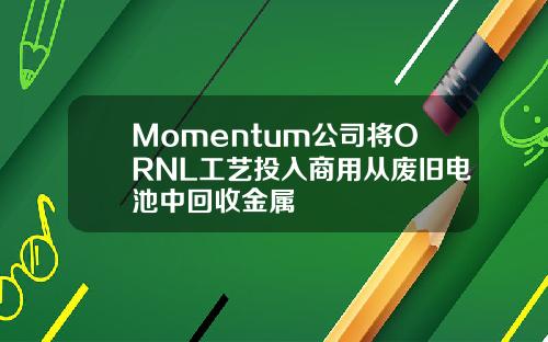 Momentum公司将ORNL工艺投入商用从废旧电池中回收金属