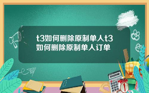 t3如何删除原制单人t3如何删除原制单人订单