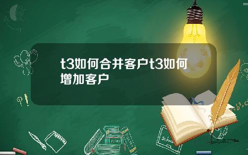 t3如何合并客户t3如何增加客户