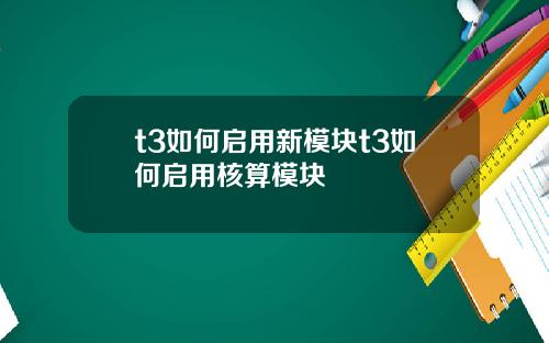 t3如何启用新模块t3如何启用核算模块