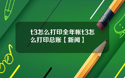 t3怎么打印全年帐t3怎么打印总账【新闻】
