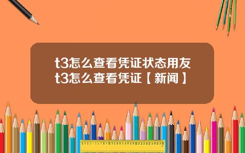 t3怎么查看凭证状态用友t3怎么查看凭证【新闻】