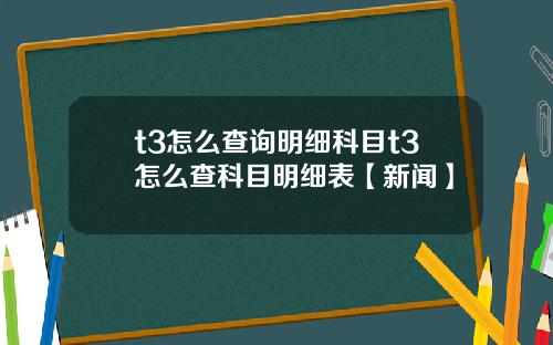 t3怎么查询明细科目t3怎么查科目明细表【新闻】