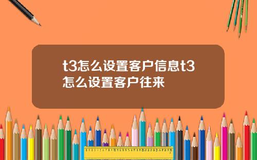 t3怎么设置客户信息t3怎么设置客户往来