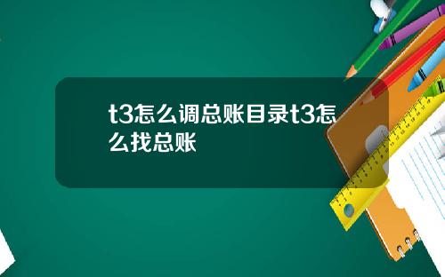 t3怎么调总账目录t3怎么找总账