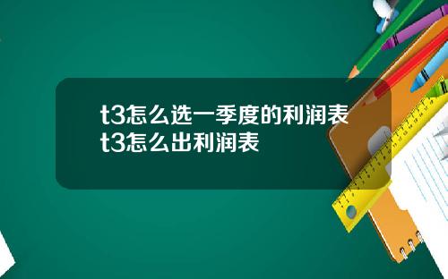 t3怎么选一季度的利润表t3怎么出利润表