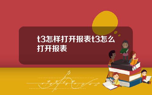 t3怎样打开报表t3怎么打开报表