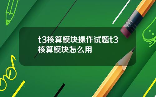t3核算模块操作试题t3核算模块怎么用