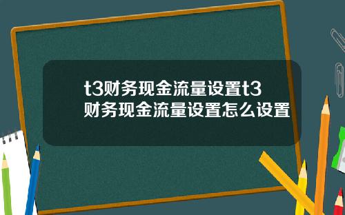 t3财务现金流量设置t3财务现金流量设置怎么设置