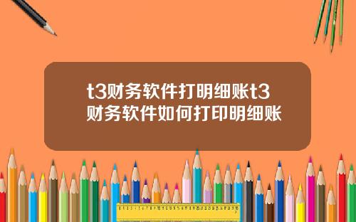 t3财务软件打明细账t3财务软件如何打印明细账
