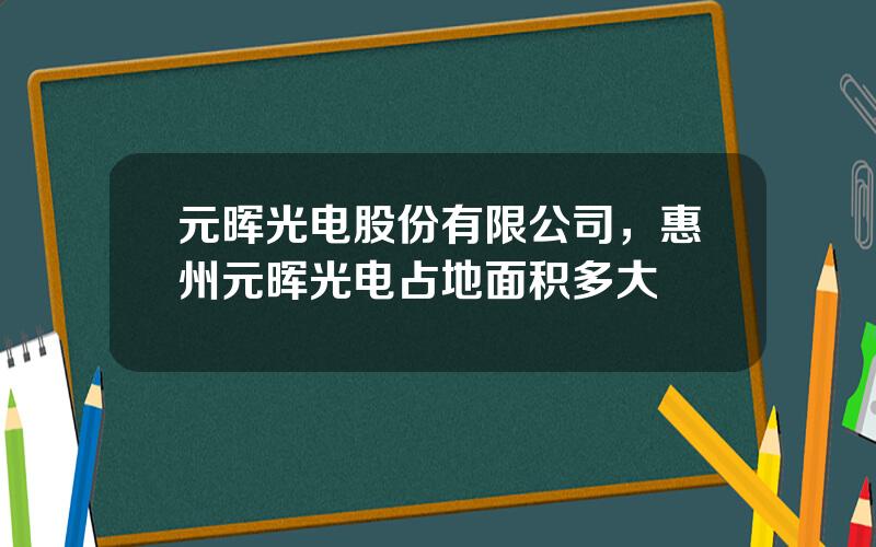 元晖光电股份有限公司，惠州元晖光电占地面积多大
